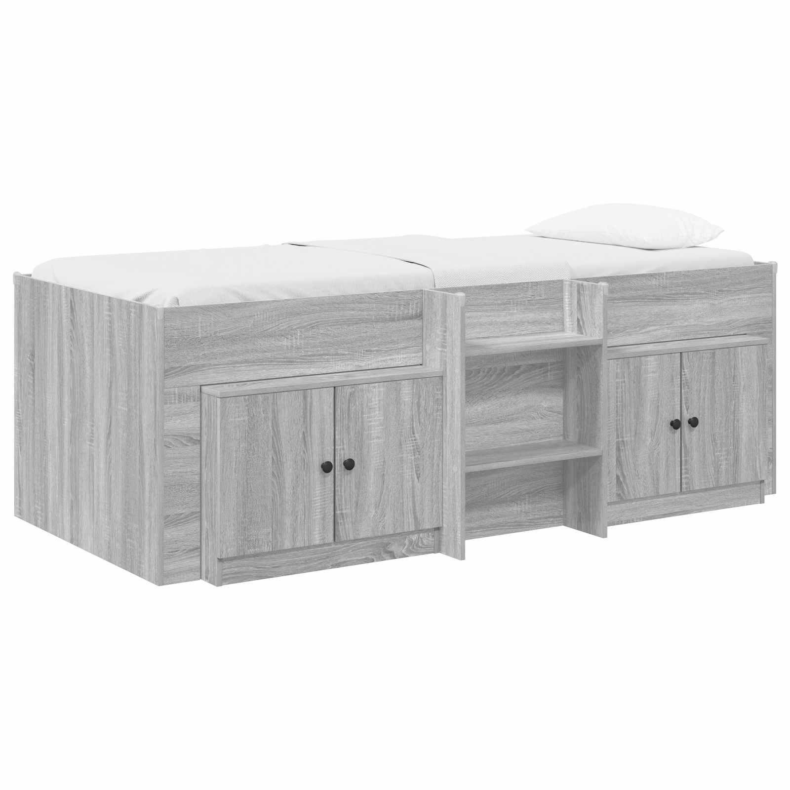 vidaXL Marco de cama loft con armario con almacenamiento 3 uds. 90 x 190 cm Multicolor