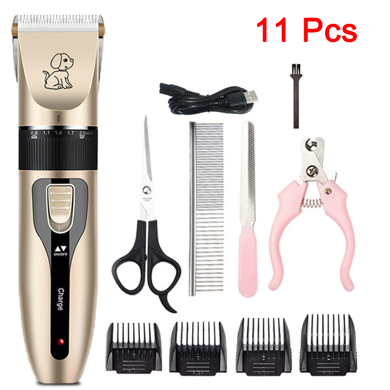 OmHome Professional Cat Dog Hair Clipper Grooming Kit Rechargeable Pet Hair Trimmer Shaver Set Animals Hair Cutting Machine Low-Noise