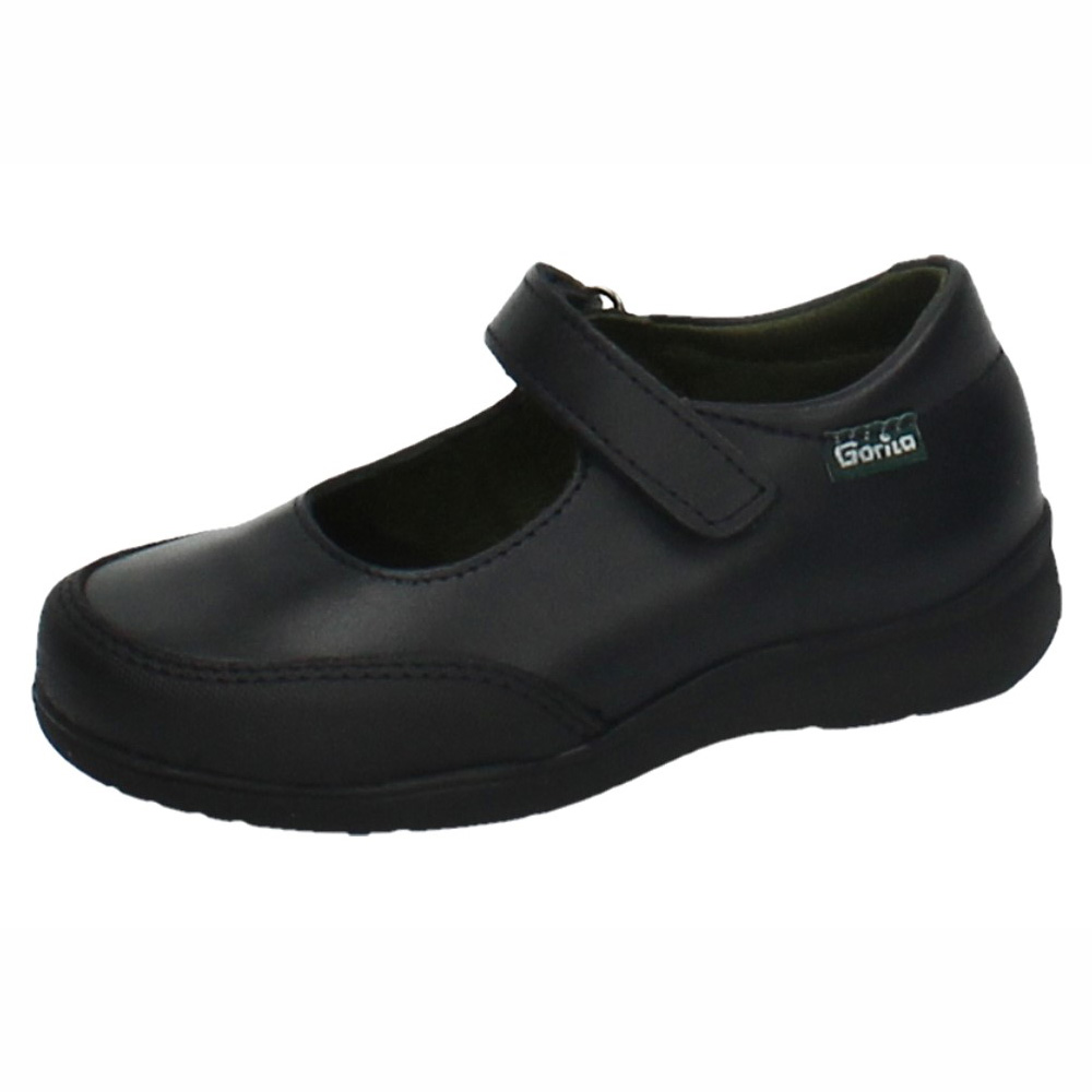 Zapato Colegial marca GORILA para niña en color azul marino. COLEGIALES de piel PARA NIÑAS con cierre textil adhesivo , colegial clásico de piel con puntera reforzada