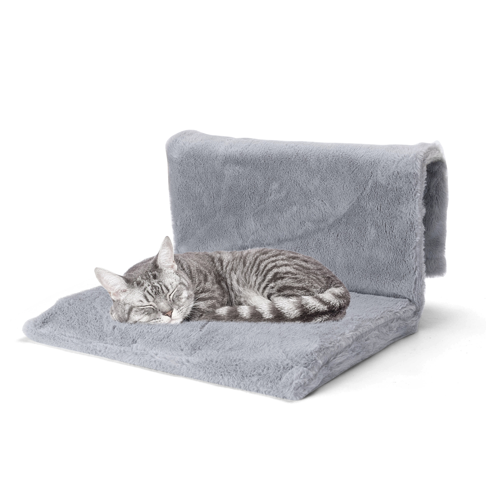 Nobleza Cama de Radiador para Gatos y Perros,Calentito Suave de Felpa Cama para Mascotas,con extraíble resistente y duradero marco de metal,Gris,48*30*25cm