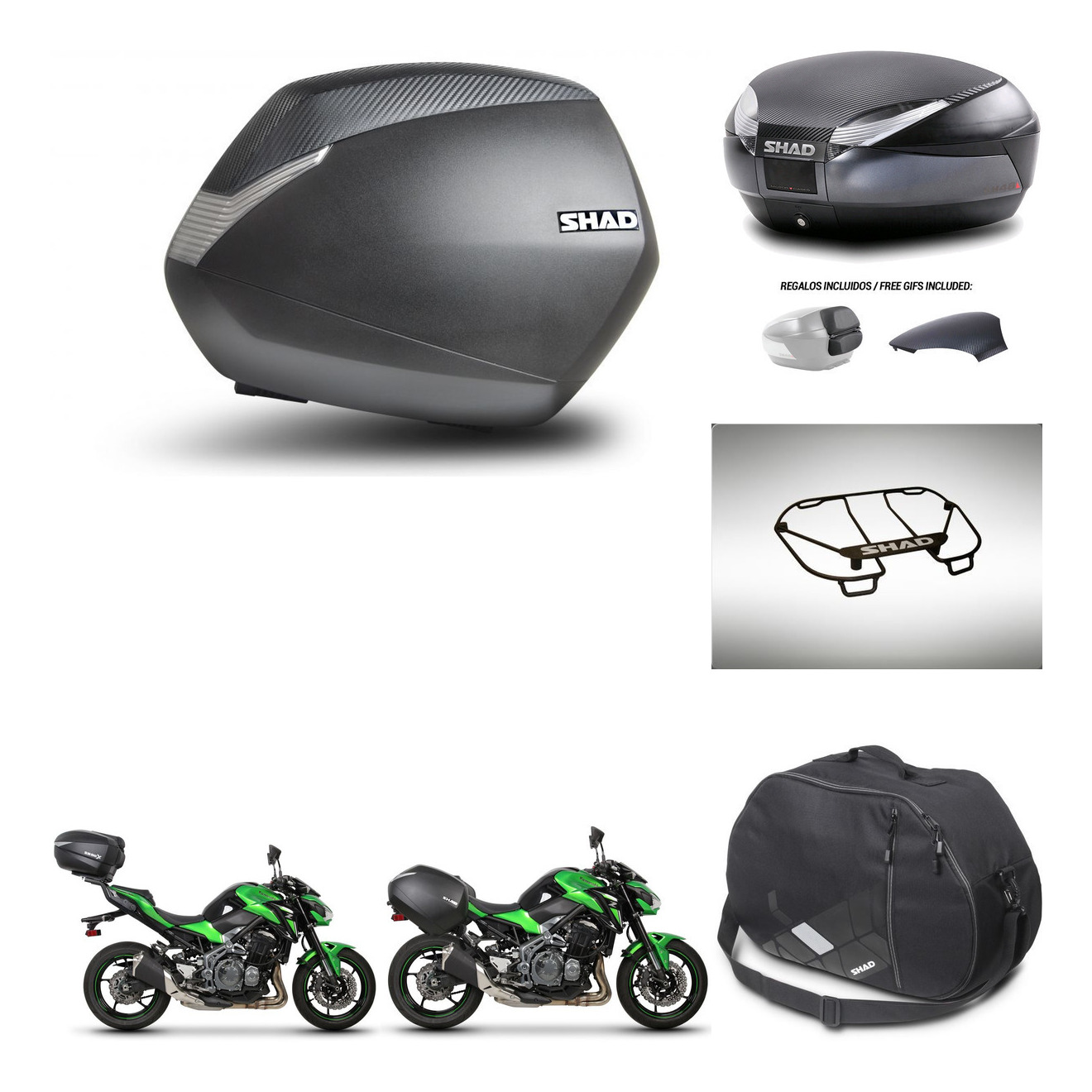 Baul Trasero + Maletas Laterales + Accesorios + Herraje 3P + Herraje Montaje Sh36 Sh 36 Sh48 KIT-257572