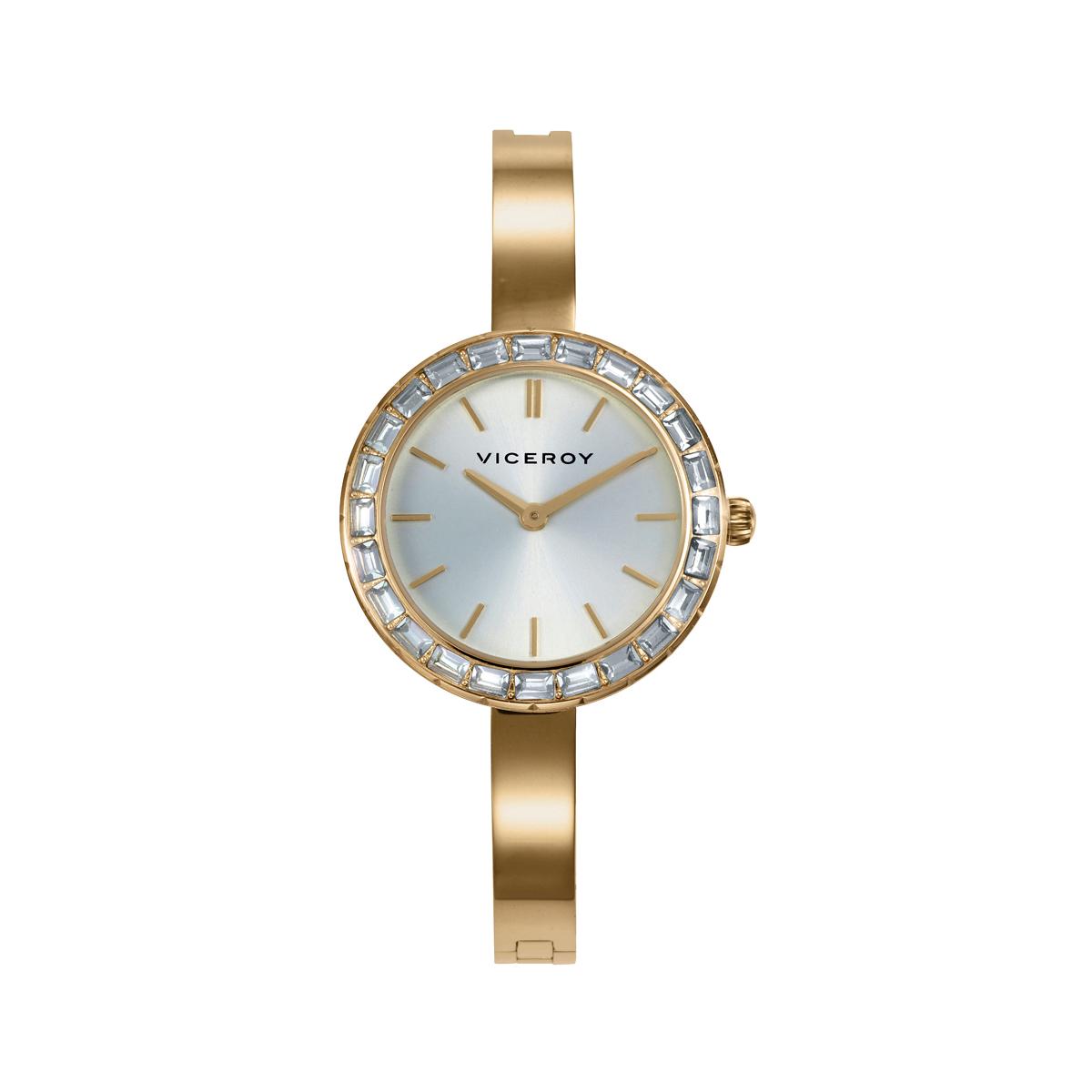 Viceroy 41146-67 Reloj Mujer Cuarzo Acero IP Dorado esfera Champán Piedras Verdes Tamaño 30 mm