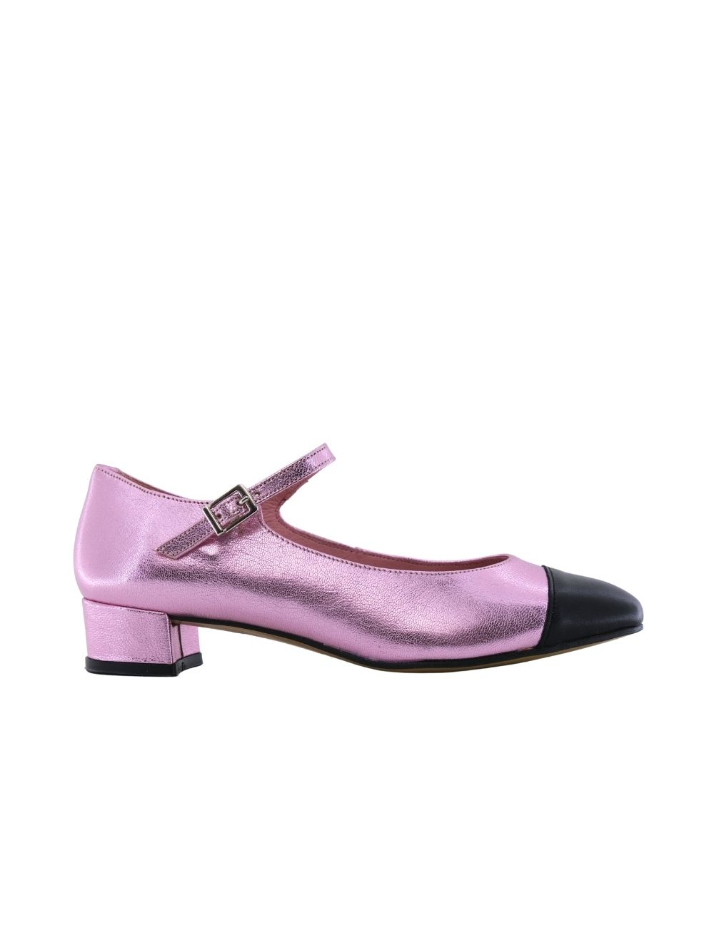 ZAPATO DE TACON MARYJANE PUNTERA ESCOOLERS JANE E2330 PIEL METALIZADA CUPIDO