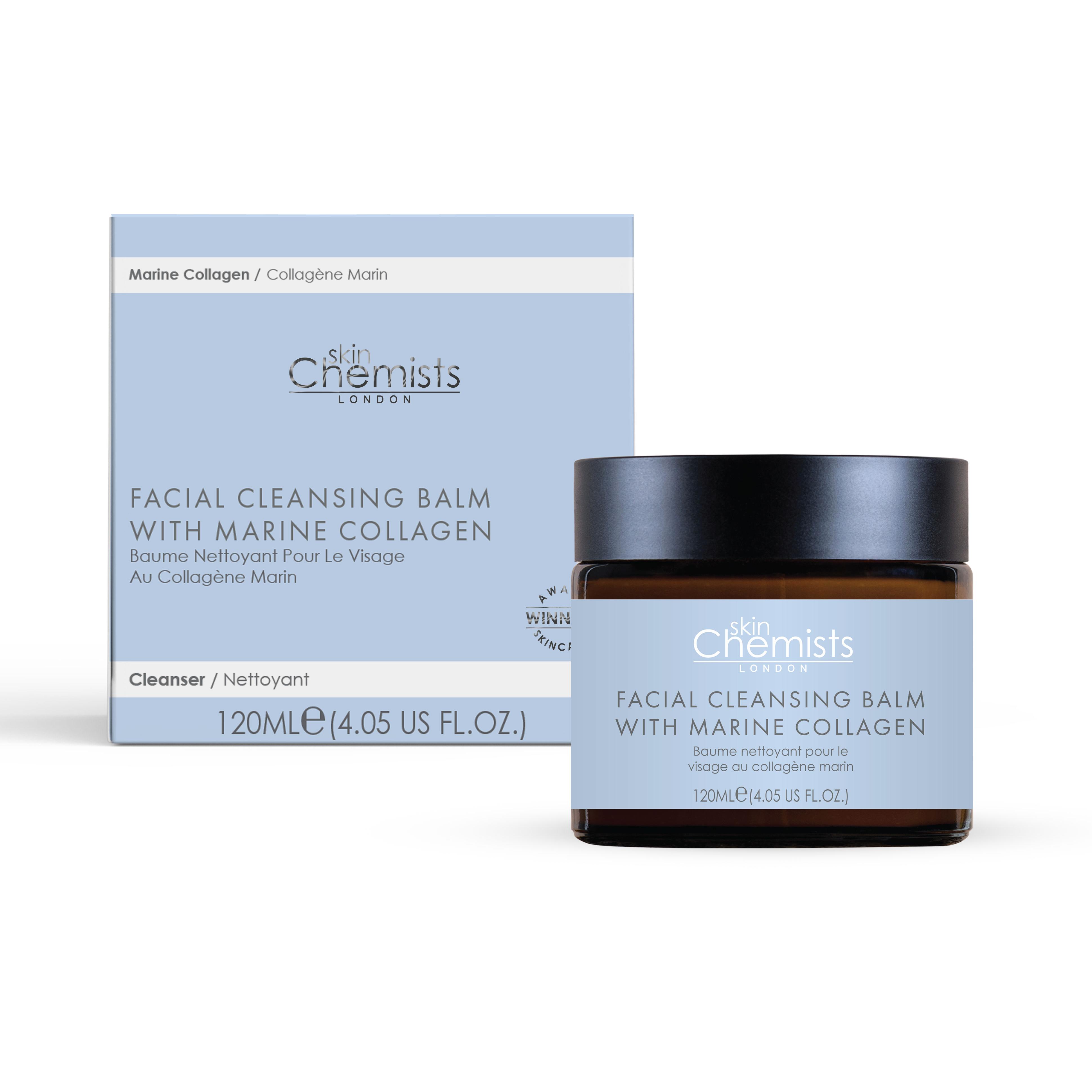 skinChemists - Bálsamo Limpiador con Colágeno Marino 120 ml, con Ácido Hialurónico y Vitamina C, Hidratante y Antiedad para Piel Seca y Deshidratada