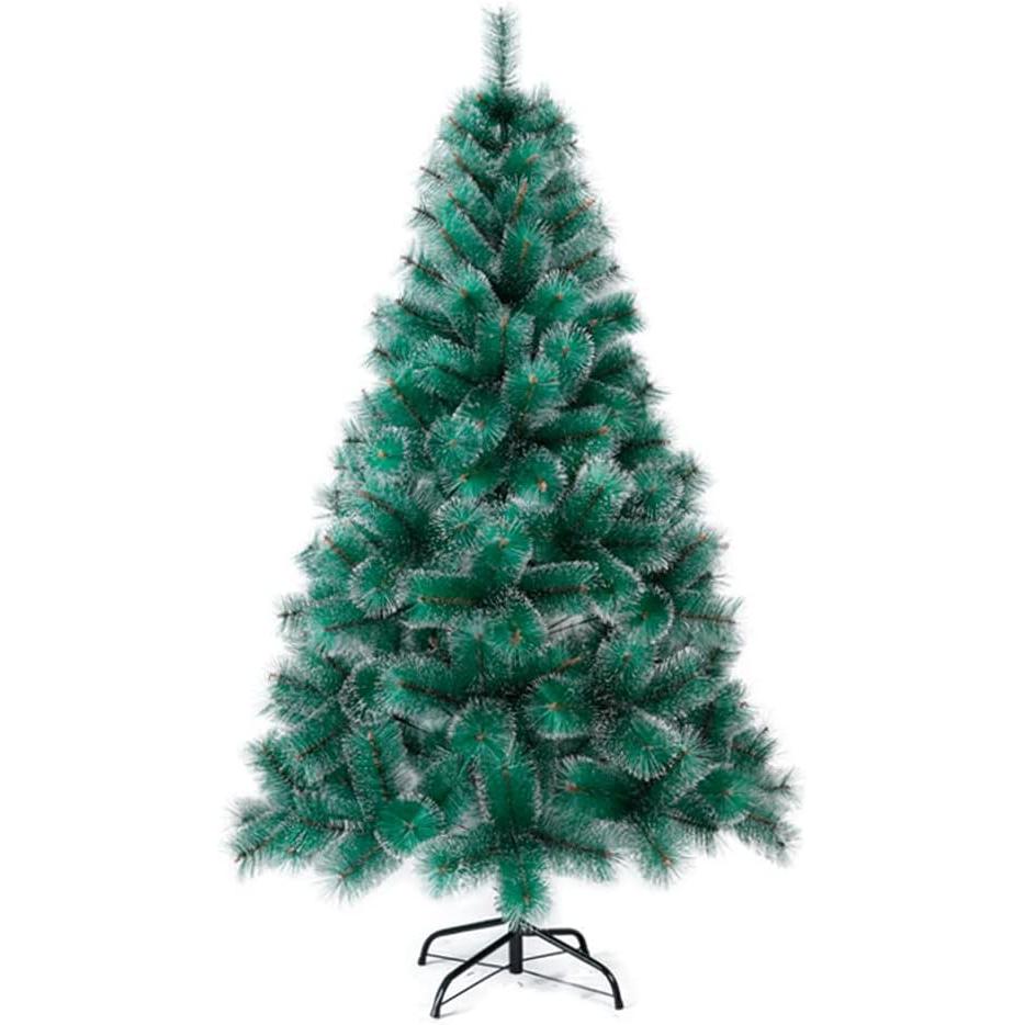 Árbol de Navidad NEVADO 120-210cm, Abeto Artificial Ignífugo con Hojas de Aguja, Decoración Navideña Ideal para Hogar, Oficina y Local con Soporte Metálico
