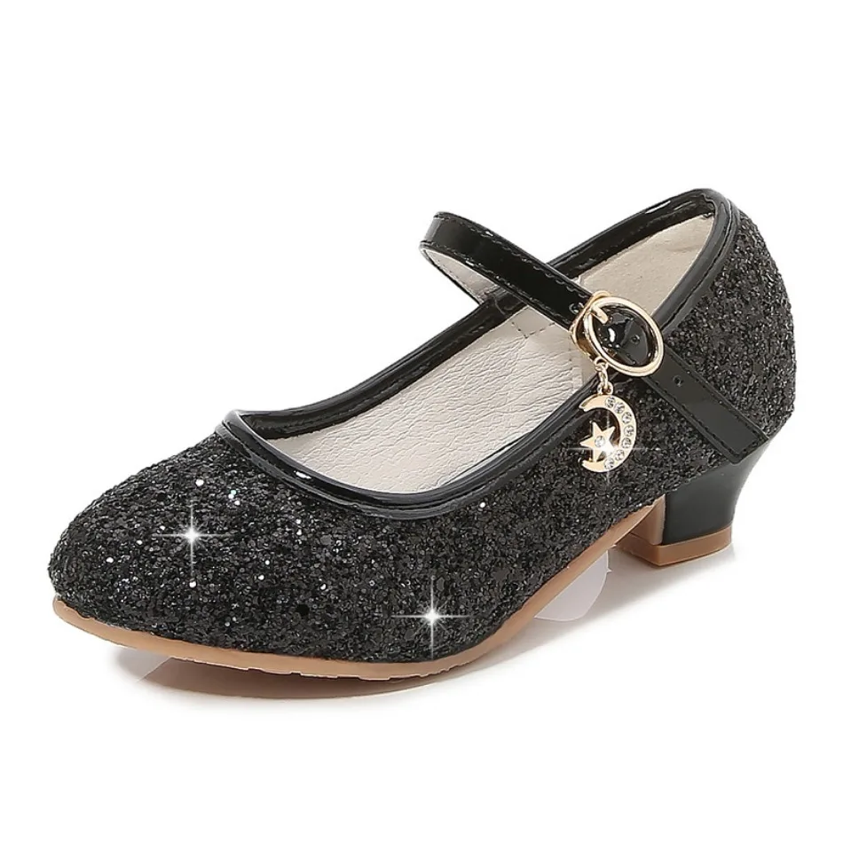 TK Zapatos De Talla Alta Para Niñas Sandalias De Cristal Plateado Con Hebilla Moda Zapatos De Princesa Para Danza Y Actuaciones Material De Cuero