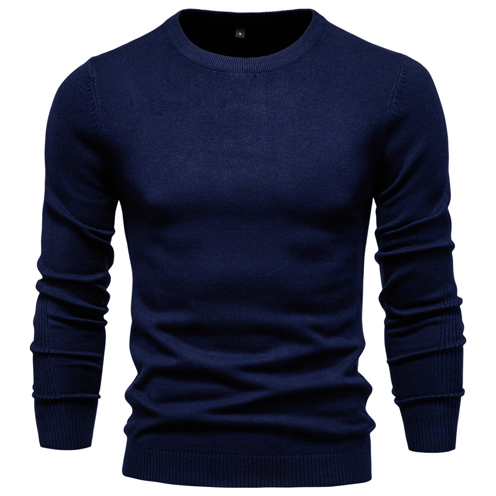 TK Suéter de punto grueso de cuello redondo y corte ajustado para hombre, ideal para otoño/invierno.