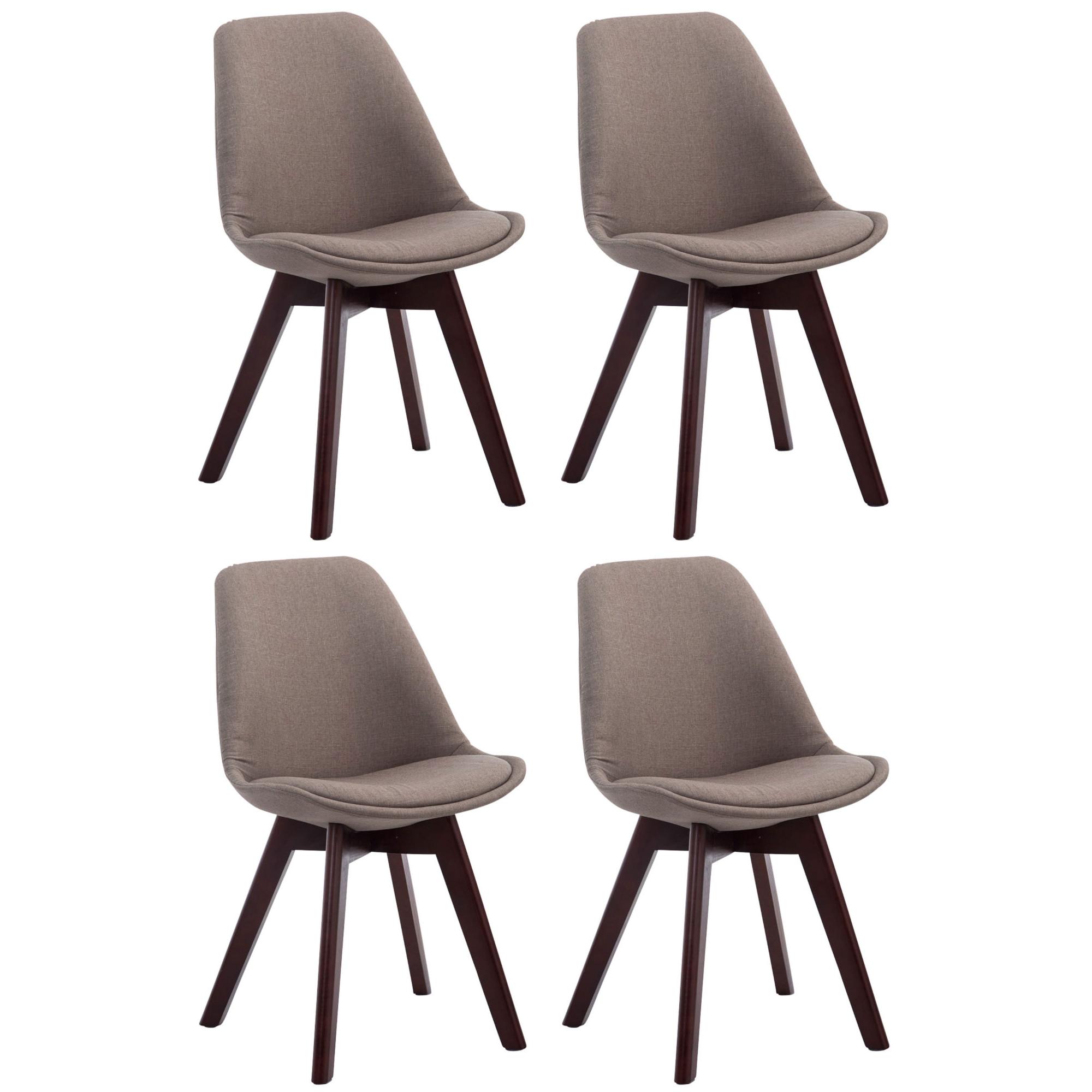 Set de 4 Sillas Borneo para comedor en tela Gris topo,Nogal