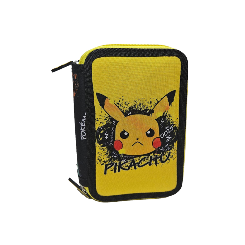 Mochila escolar Pokémon - Mochila grande de 2 piezas con carrito de 45 cm y estuche de 3 cremalleras para niños - Diseño de dibujos animados - Licencia oficial