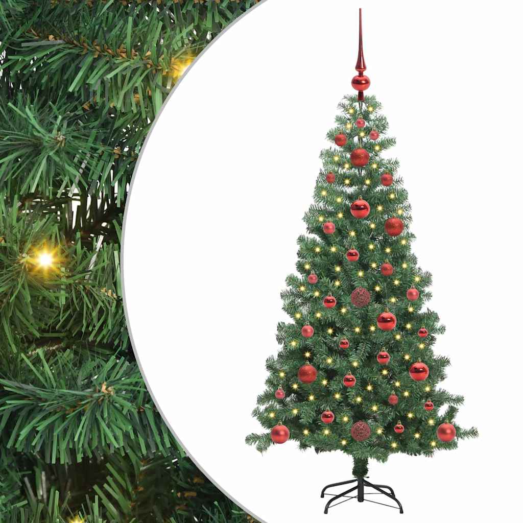 vidaXL Árbol de Navidad Verde 120 cm PVC con LED y bolas