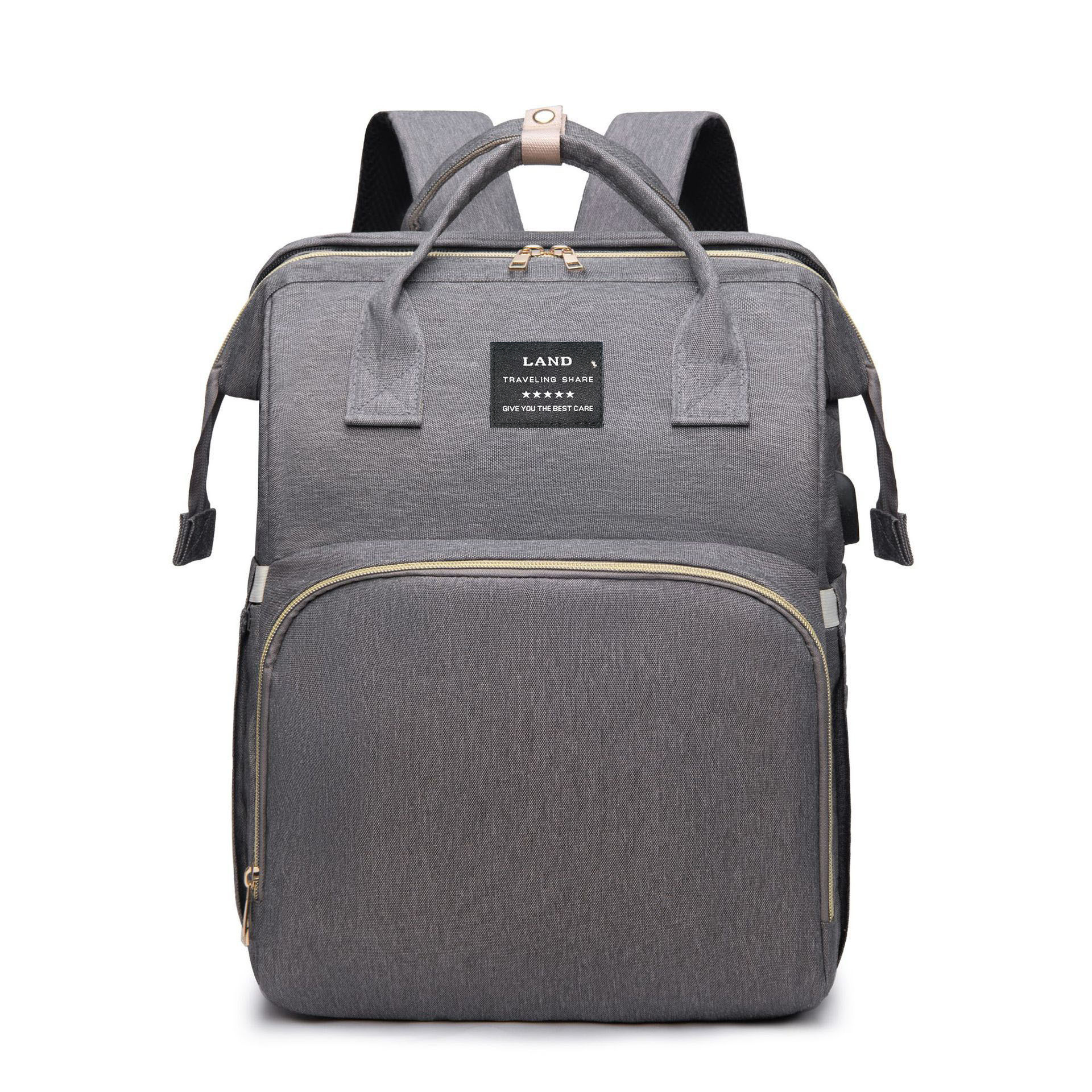 Bolso maternal multifuncional y elegante, plegable tipo cuna, sencillo y portátil, con compartimento térmico para biberones, de gran capacidad para actividades al aire libre