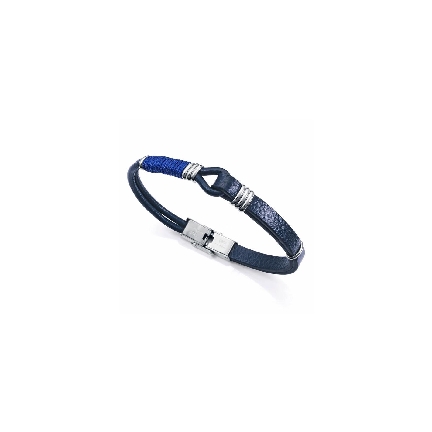Pulsera Hombre Acero Piel y Nylon Azul VICEROY 14117P01013