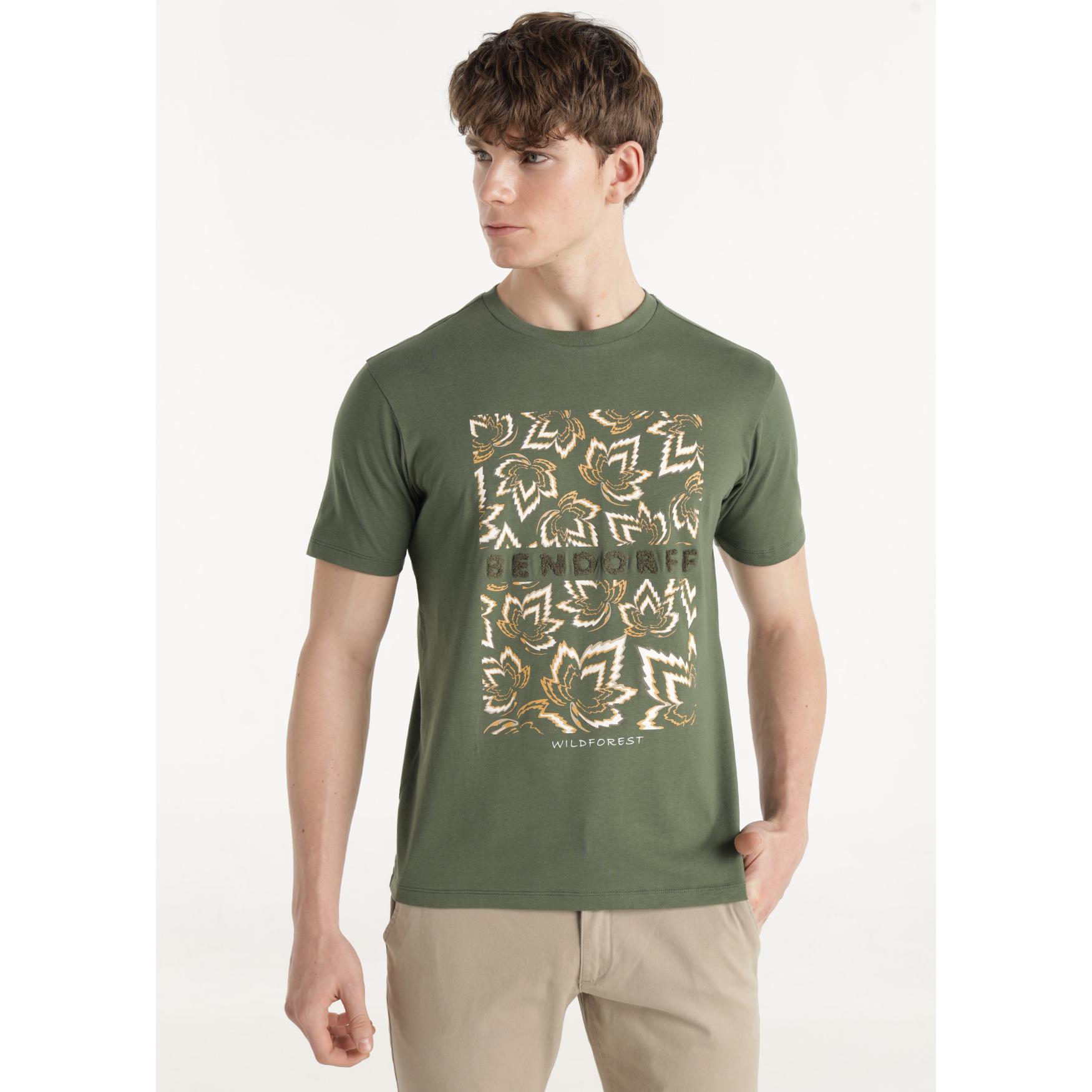 Camiseta manga corta con grafica de hojas