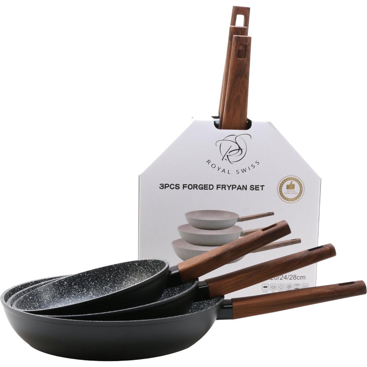 PACK X3 - SET X3 - SARTENES - SARTEN - APTO PARA TODO TIPO DE FUEGO - APTO LAVAVAJILLAS - COLOR GRIS - BATERIA DE COCINA - 3 PIEZAS EN GRANITO - 20 CM - 24 CM - 28 CM - ANTIADHERENTE - MARMOL FUNDIDO A PRESION - APTO INDUCCION - GRANITO