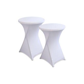 CA Mantel elástico Sollbry de 2 piezas, lavable, de poliéster, redondo, protector de mesa de cóctel, 80 x 110 cm, poliéster elástico para bar, boda, cóctel, banquete (blanco)