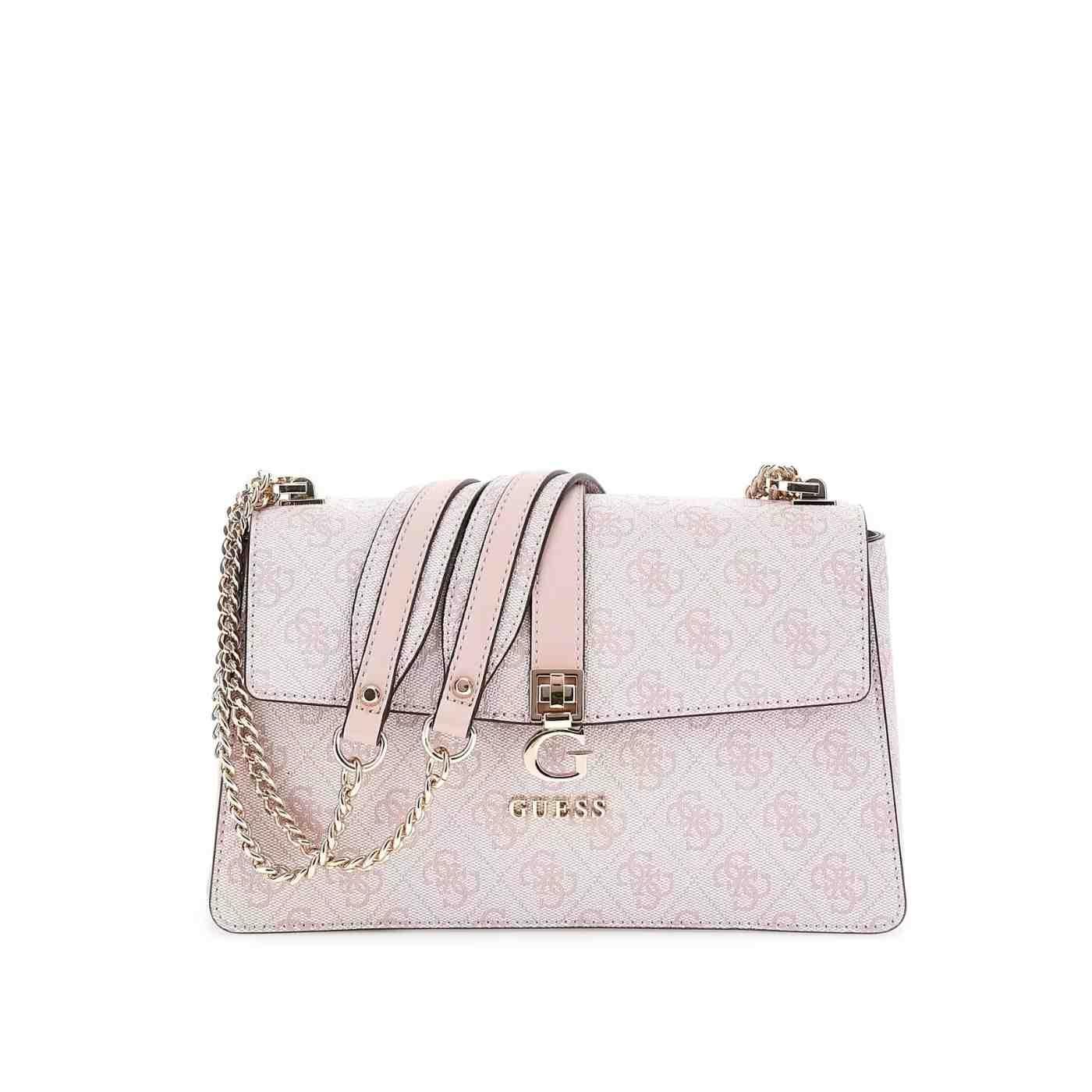 Bolso Guess Zamira crudo y rosa palo logotipo para mujer