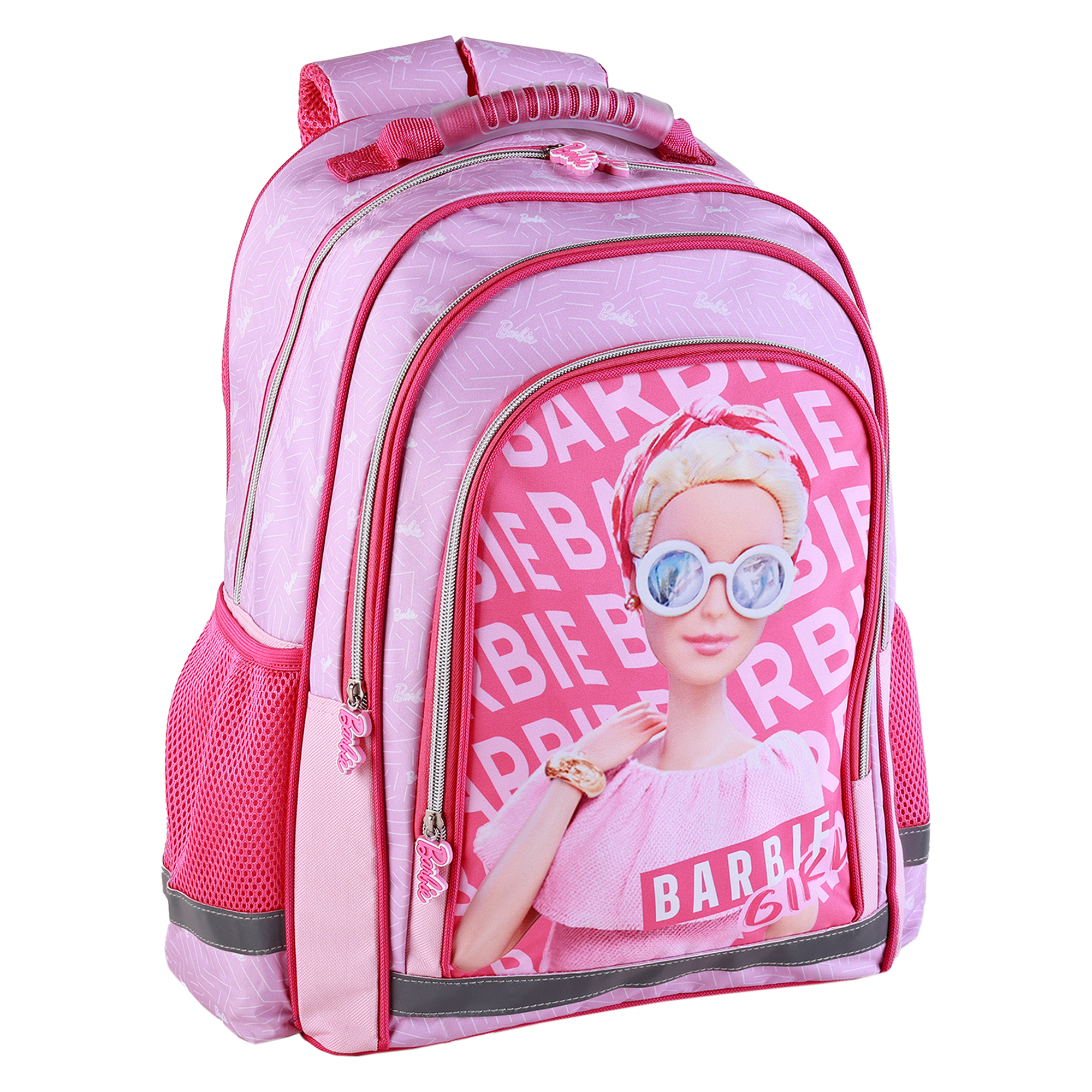 DAM. Barbie Deluxe mochila primaria doble compartimento, de gran capacidad y adaptable a carro. 28x16x41 cm.