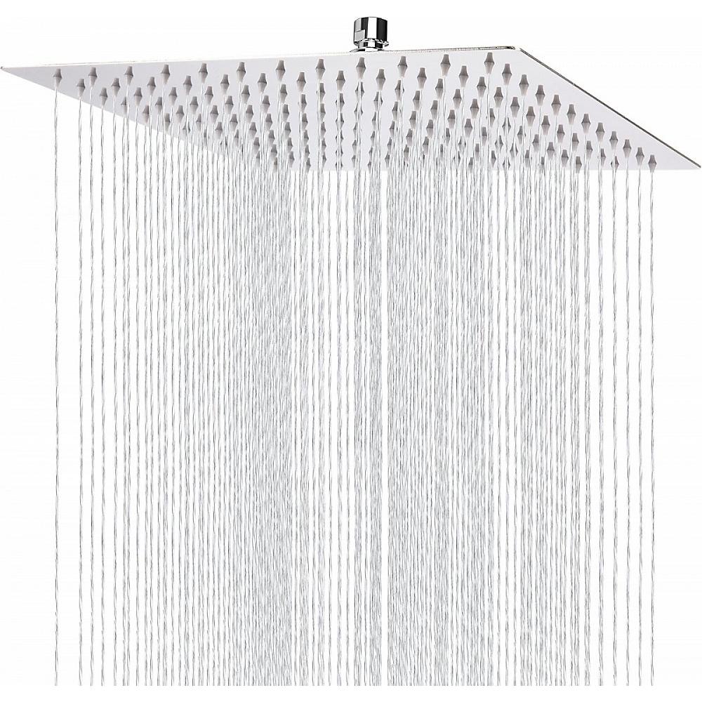 Cabezal de ducha de lluvia - 12 pulgadas - Acero inoxidable - Cuadrado - Plateado - Fácil de limpiar e instalar