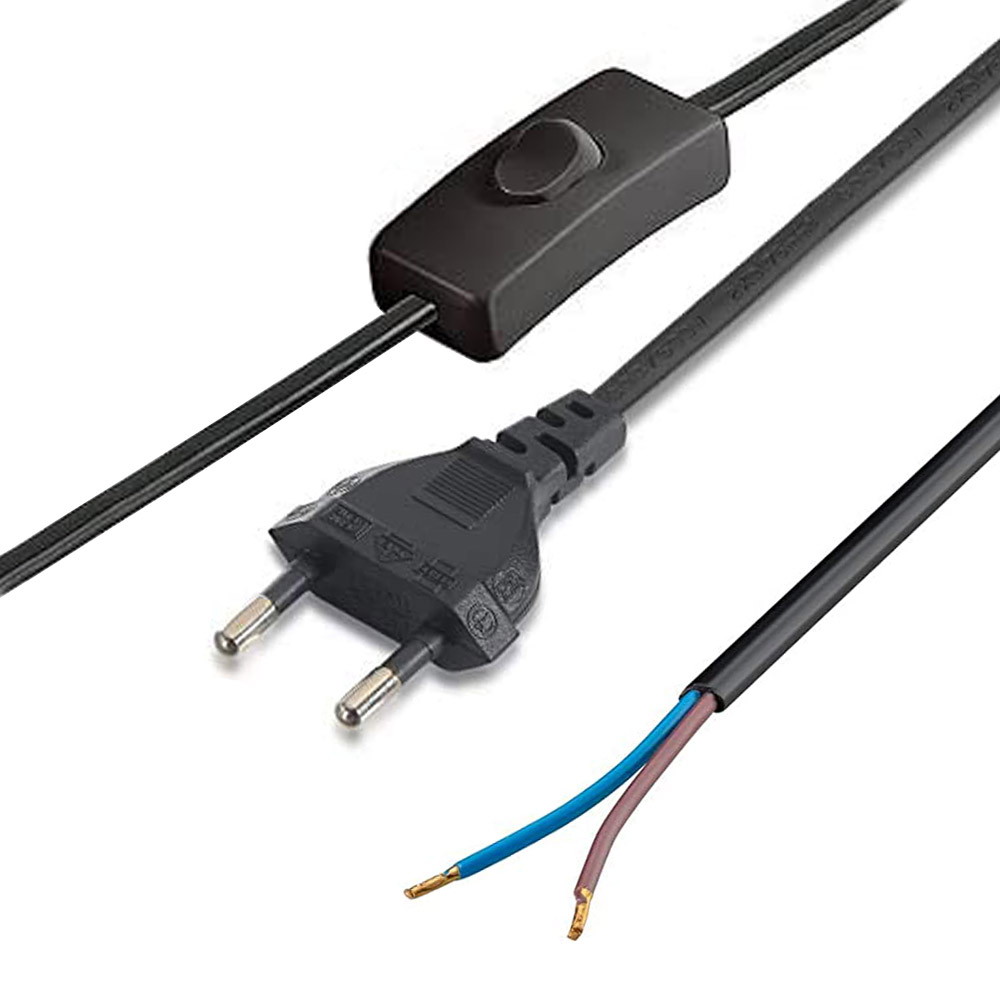 LEDBOX Cable con interruptor, 2 x 0,75mm, clavija EU, 1,5m. negro. Instalaciones, Cableado