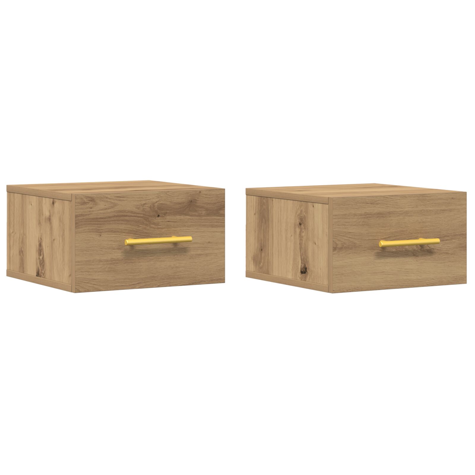 vidaXL Mesas de Noche 2 pcs Montadas en la Pared de Roble Artesanal 35x35x20 cm
