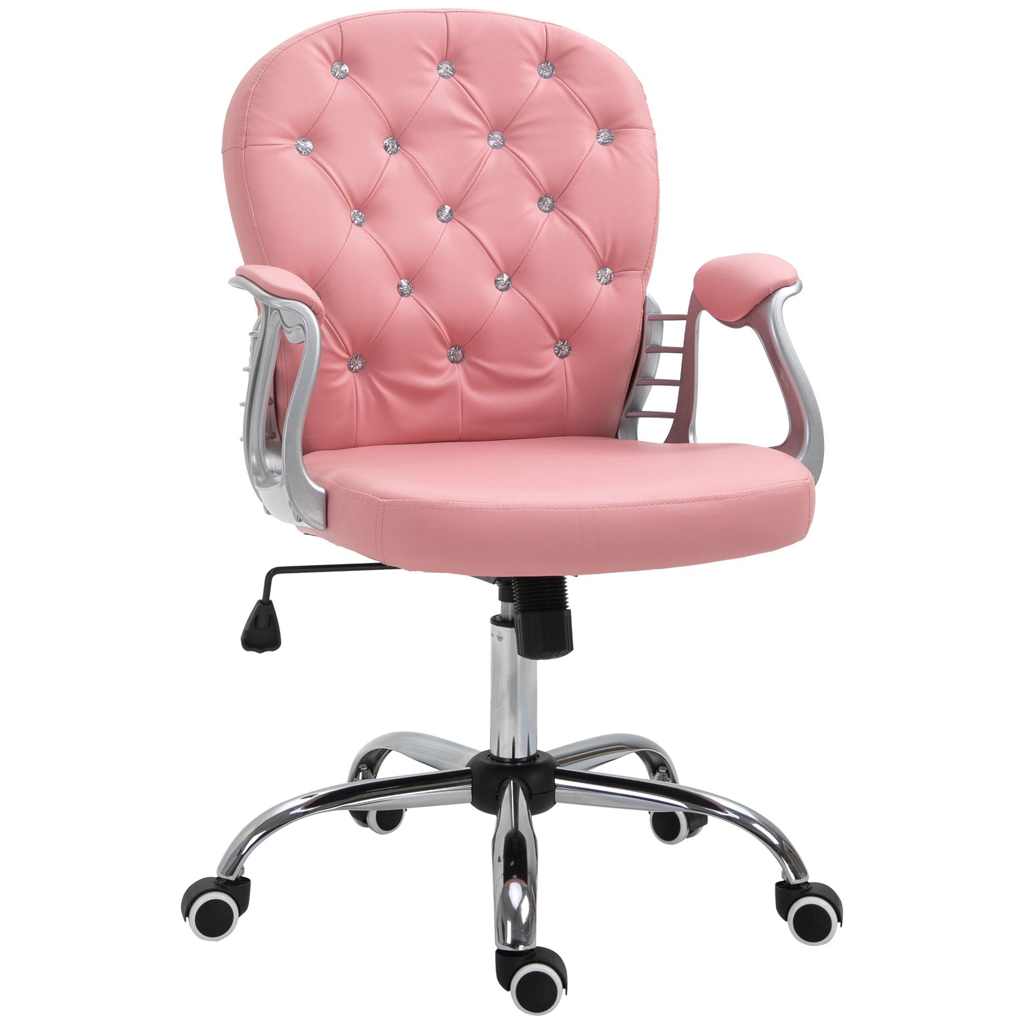 Vinsetto Silla de Oficina Ergonómica, Silla Ejecutiva, Respaldo Acolchado, Rosa, PU, 59,5 x 60,5 95-105 cm