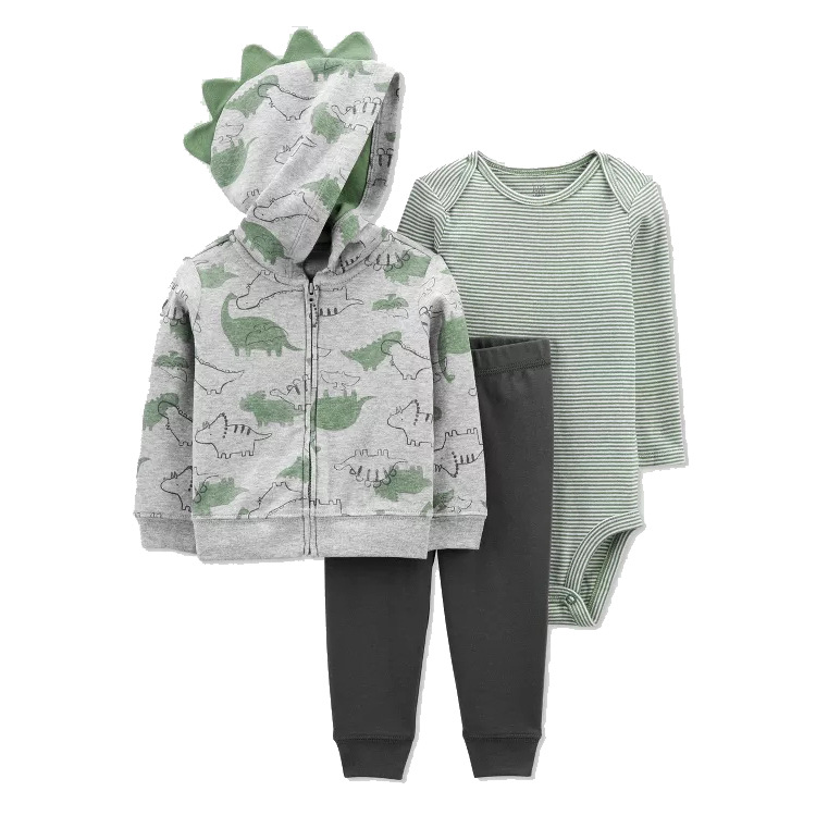 TK Ropa para niños, estilo primavera y otoño, suéter para niños y niñas, chaqueta con capucha, abrigo, mameluco de manga larga, conjunto de tres piezas para bebé