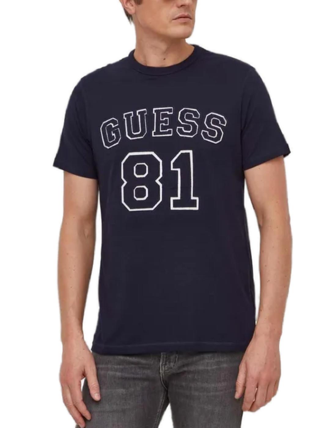 Camiseta Guess Patch azul marino manga corta para hombre