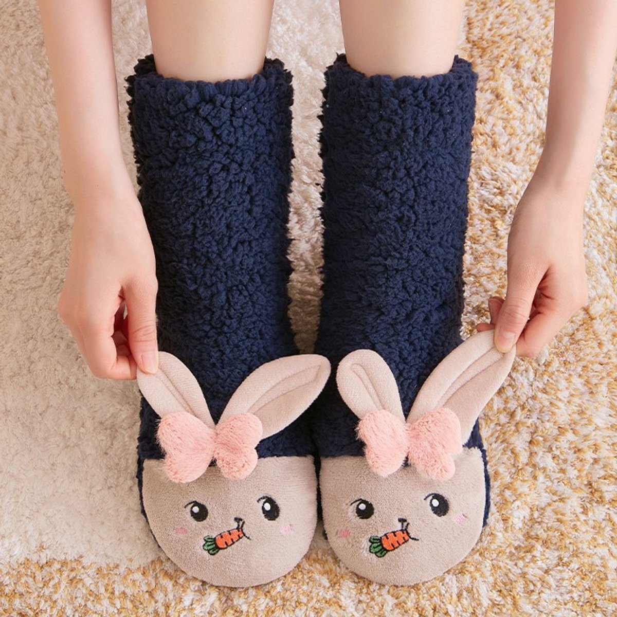 Calcetines gruesos y cálidos para mujer, ideales para otoño e invierno. Calcetines térmicos, calcetines para dormir, calentadores de pies con forro polar para uso doméstico. 2 pares.