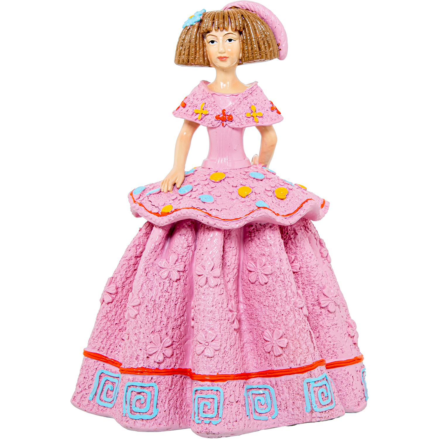 Figura resina menina rosa 15x15x21cm