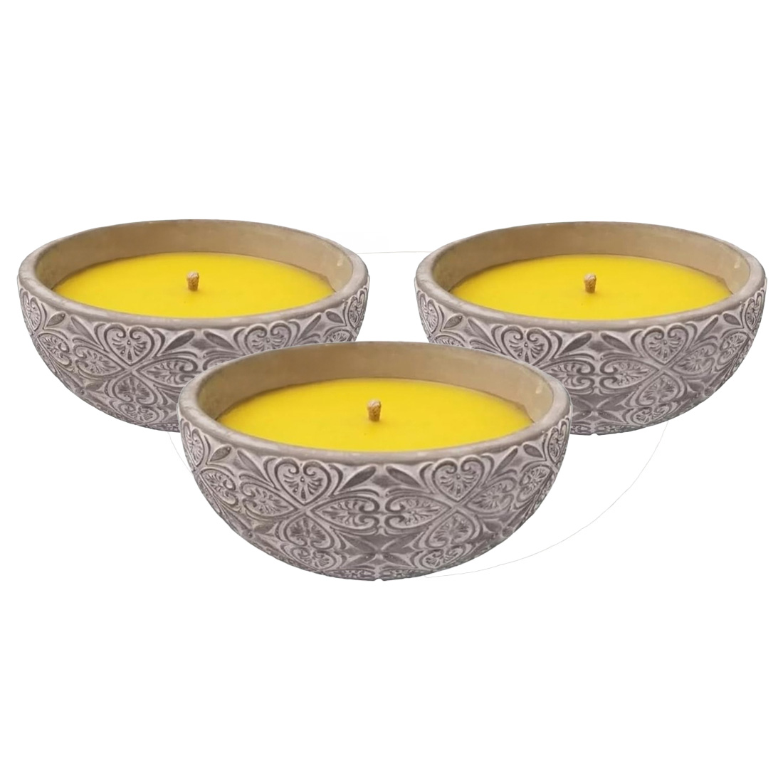 PANDA HOME Vela de Citronela de Larga Duración en Cuenco de Cemento | Aroma Fresco Antimosquitos para Casa, Habitación, Terraza y Jardín