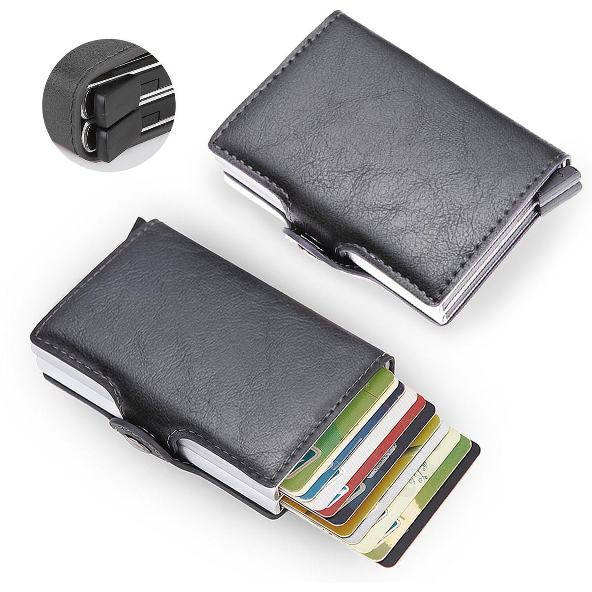 Om Home Tarjetero - 10*7*2,5 cm - Funda para tarjetas de piel sintética - Tarjetero de doble capa - Cartera para tarjetas - Tarjetero de alta capacidad - Cartera - Apto para efectivo, monedas y hasta 12 tarjetas de crédito - con protección RFID contra rob