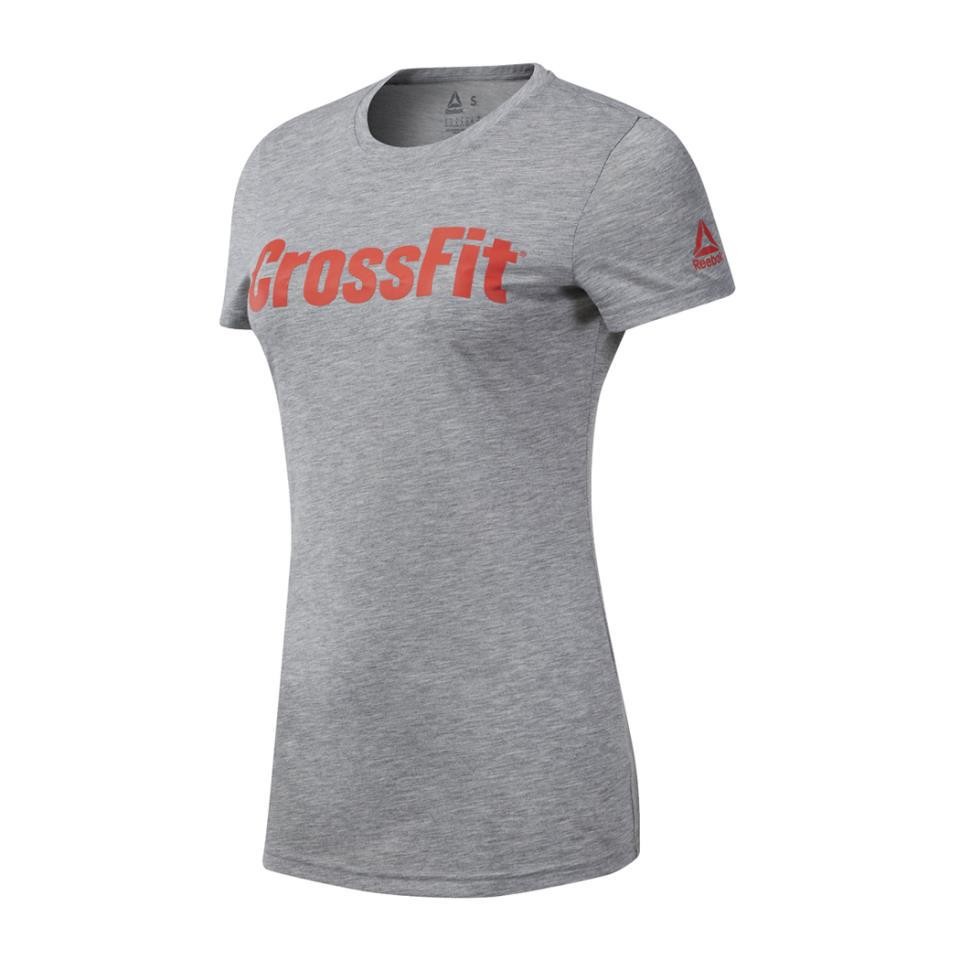 Camiseta M Reebok Crossfit Gris Letra Roja