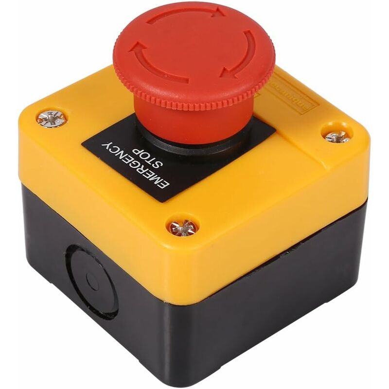 CA Caja de control con botón de parada de emergencia, señal de parada de plástico roja, estación de emergencia con forma de hongo, 660 V, 10 A
