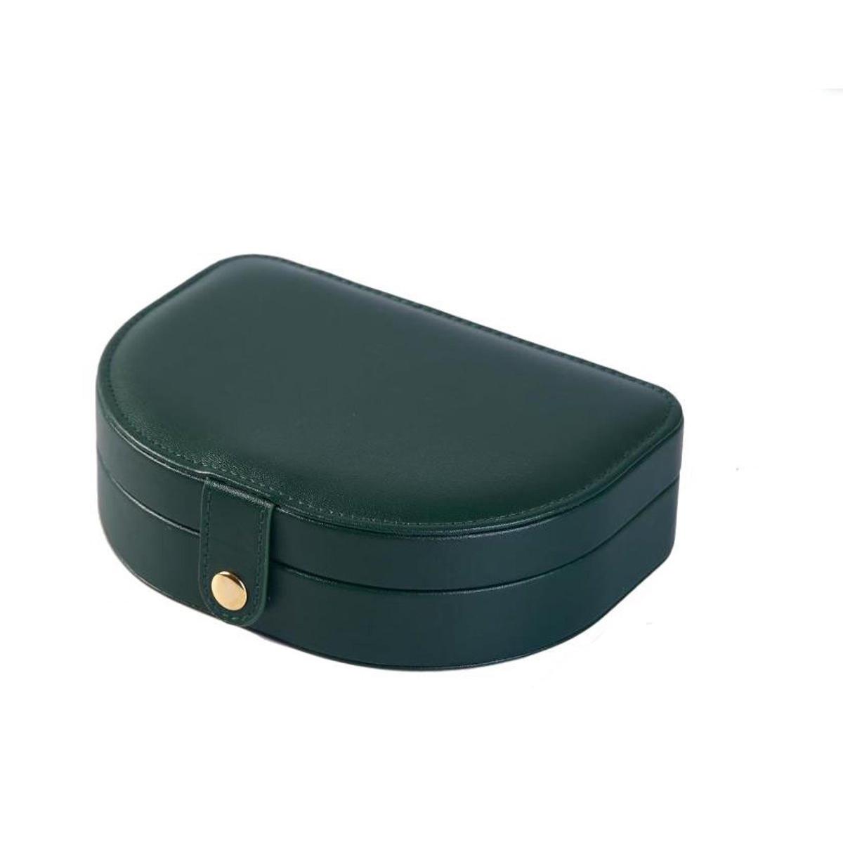 Joyero - Joyero para niña - Tamaño viaje - Cuero - Joyero - Caja de almacenamiento de joyas - Soporte para joyas - Caja de almacenamiento - Compacto - Adultos - Joyero para niña - Verde