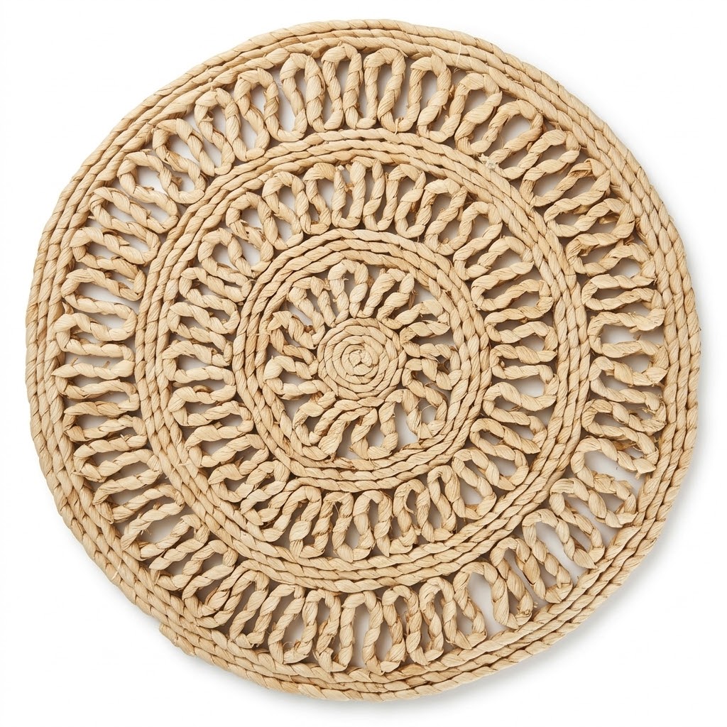 Salvamantel mimbre / Mantel Individual Redondo Tejido de Cáscara de Maíz, Mantel Trenzado Natural (diámetro 37cm)