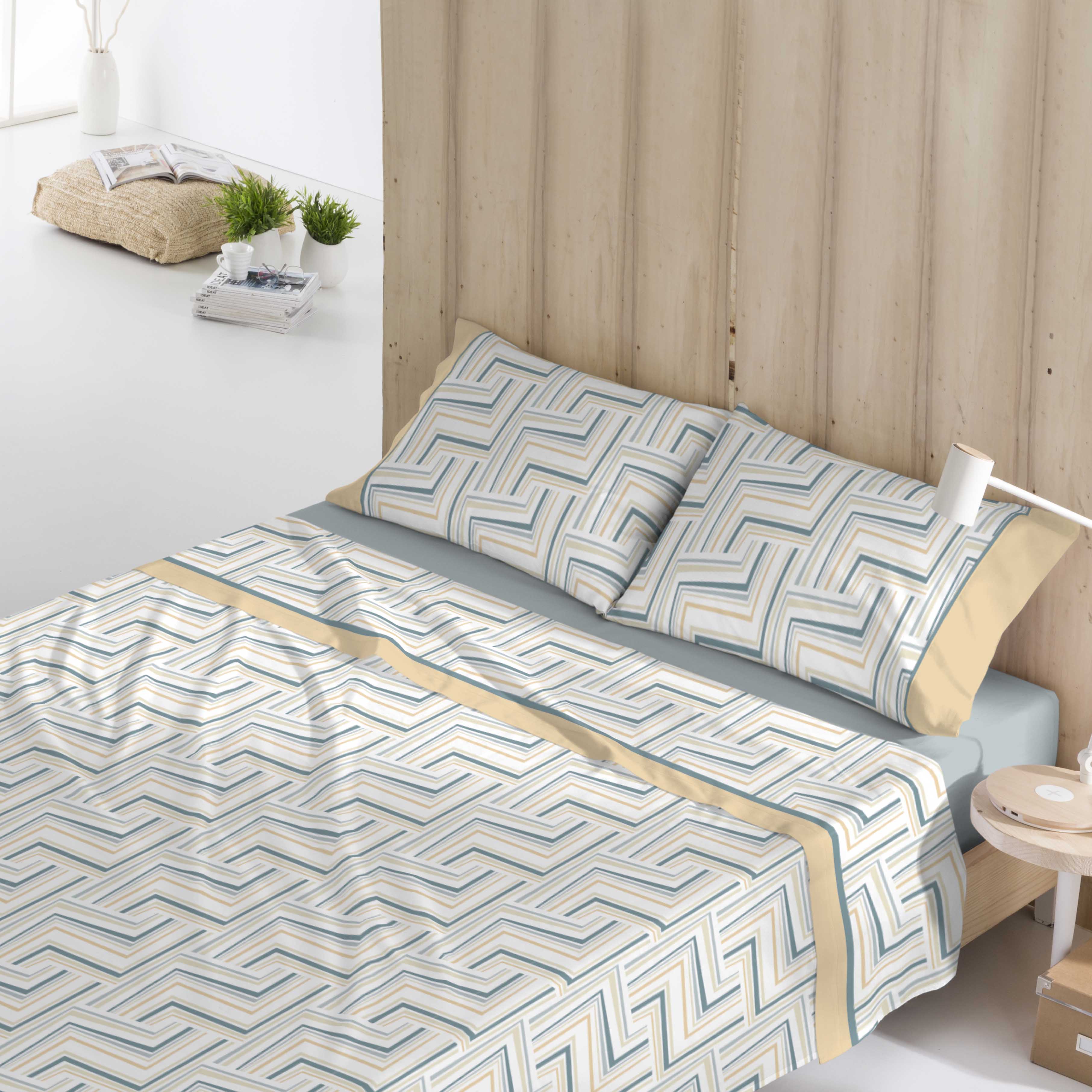 NATURALS - Juego de Sábanas Estampadas 3/4 Piezas - 10 Modelos Diferentes - 50% Algodón 50% Poliéster Extra Suave - 144 Hilos - Incluye Sábana Bajera + 1/2 Fundas de Almohada - Cama 90/105/135/150/180