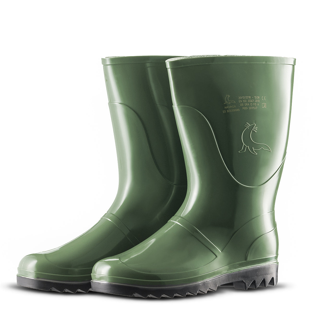 Focal Bota de Goma PVC Virgen Foca Oliva Verde Media Caña - Protección PVC Trilaminar