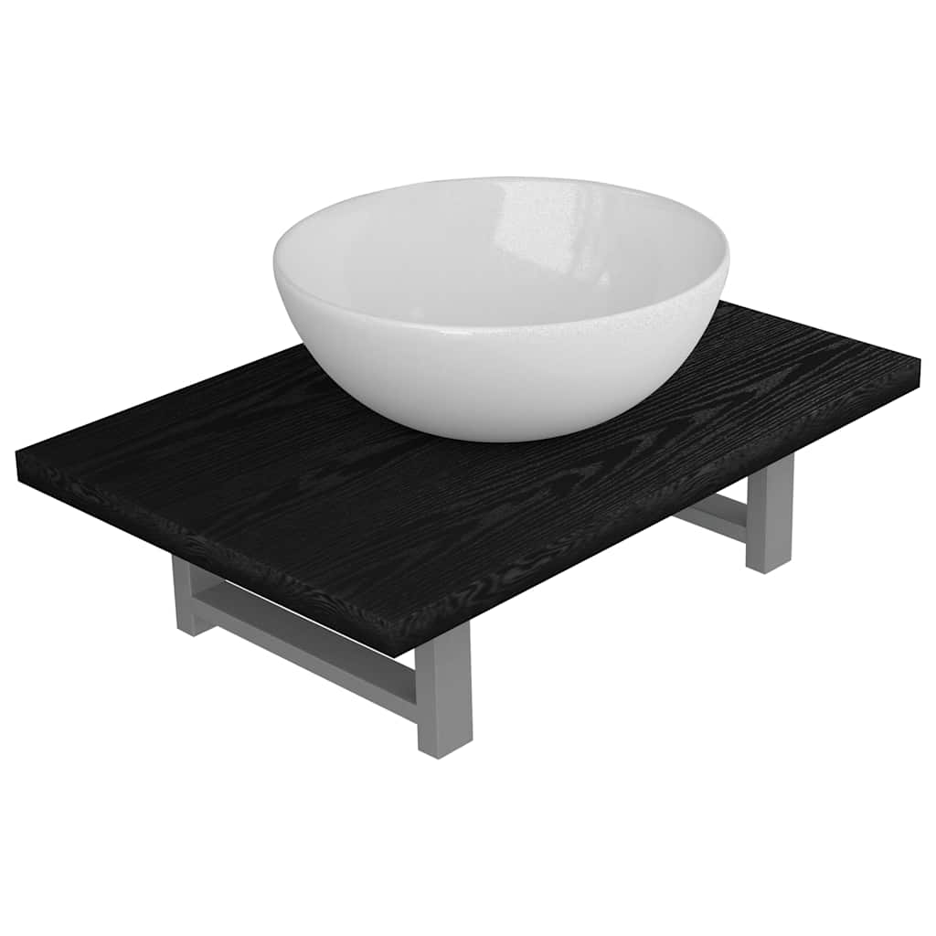 vidaXL Conjunto de muebles de baño 2 piezas cerámica en color Gris/Blanco y negro/Marrón y más | almacenamiento funcional diseño moderno para baño dormitorio sala