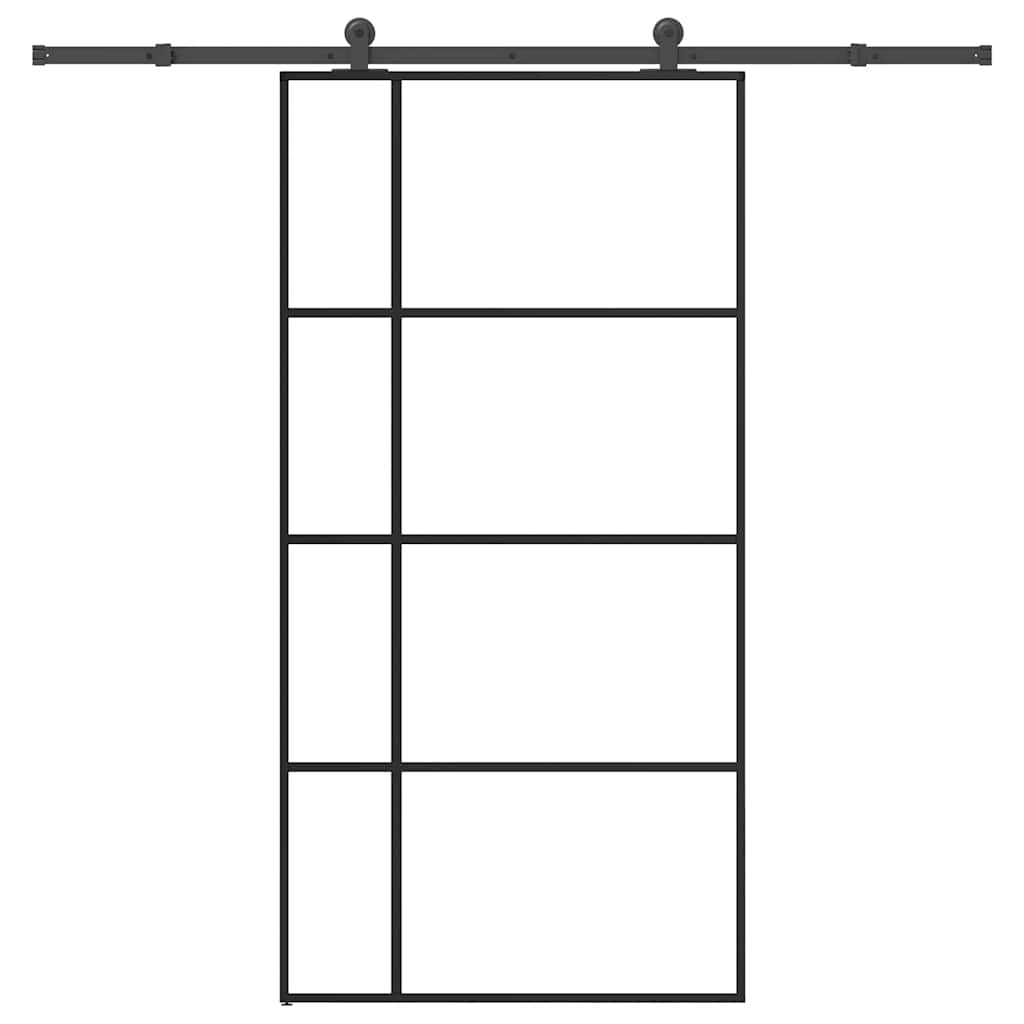vidaXL Puerta corredera set herrajes vidrio ESG aluminio 102,5x205 cm