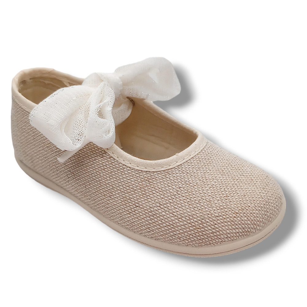 Vulpeques Merceditas Lino Niña 241-LC CRUDO calzado niños Respetuoso Vulpeques Summer ROYALE CORDONETS