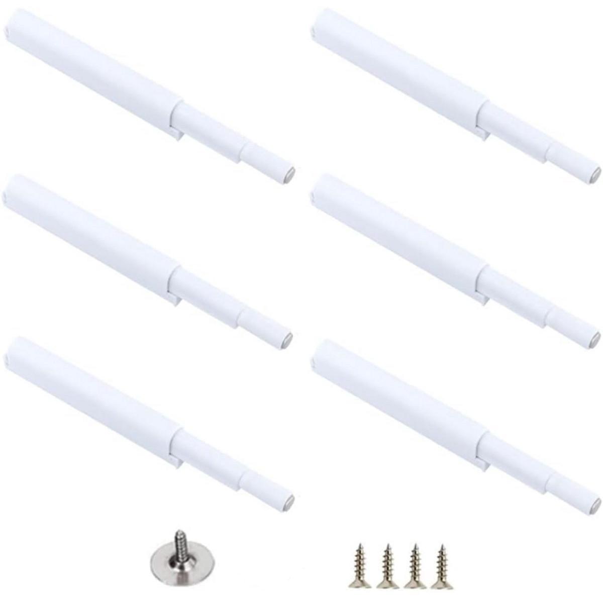 Set van 6 magnetische drukknopsluitingen voor kastdeuren, met aanraakontgrendeling, breed toepasbaar voor keukens, kastdeuren en lades, Wit.