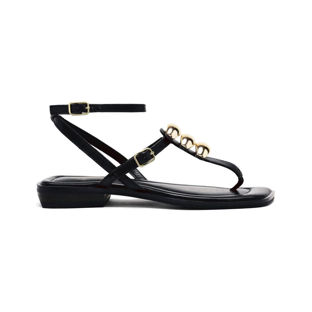 GIOSEPPO 74086 NEGRO Sandalias planas de Mujer 35950 25V ESCLAVA NEGRO ADORNO METAL