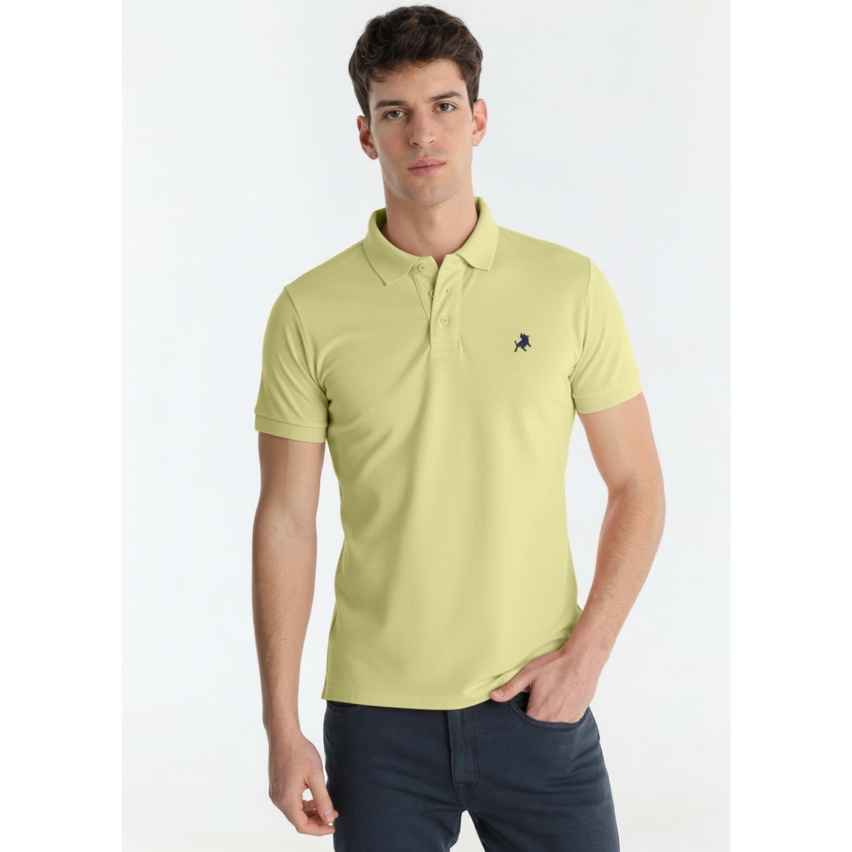 LOIS JEANS - Polo de Piqué Básico con Bordado Logo Toro Amarillo