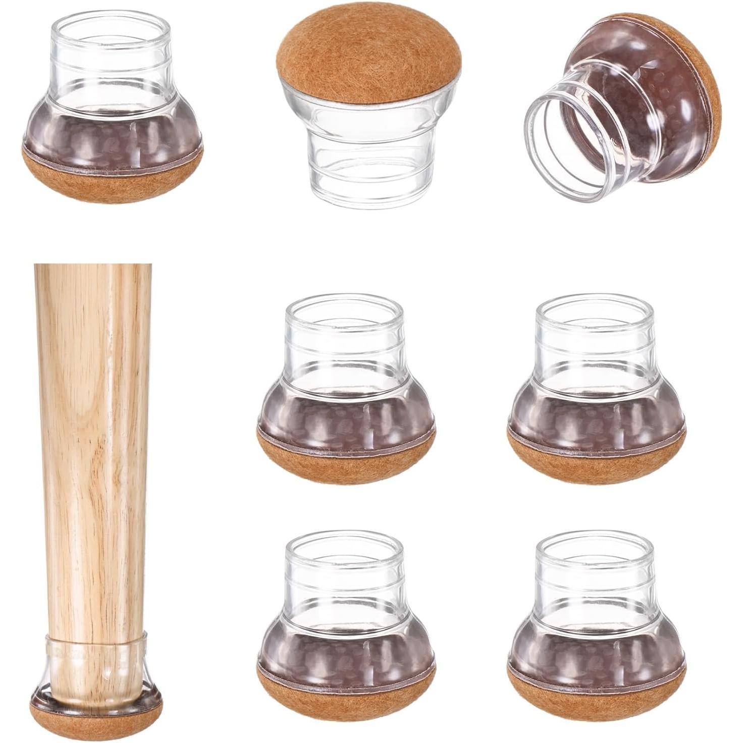 Paquete de 8 protectores de suelo para patas de silla, copas de silicona, almohadillas redondas de fieltro para sillas/mesas en pisos de madera dura/suelos de azulejos