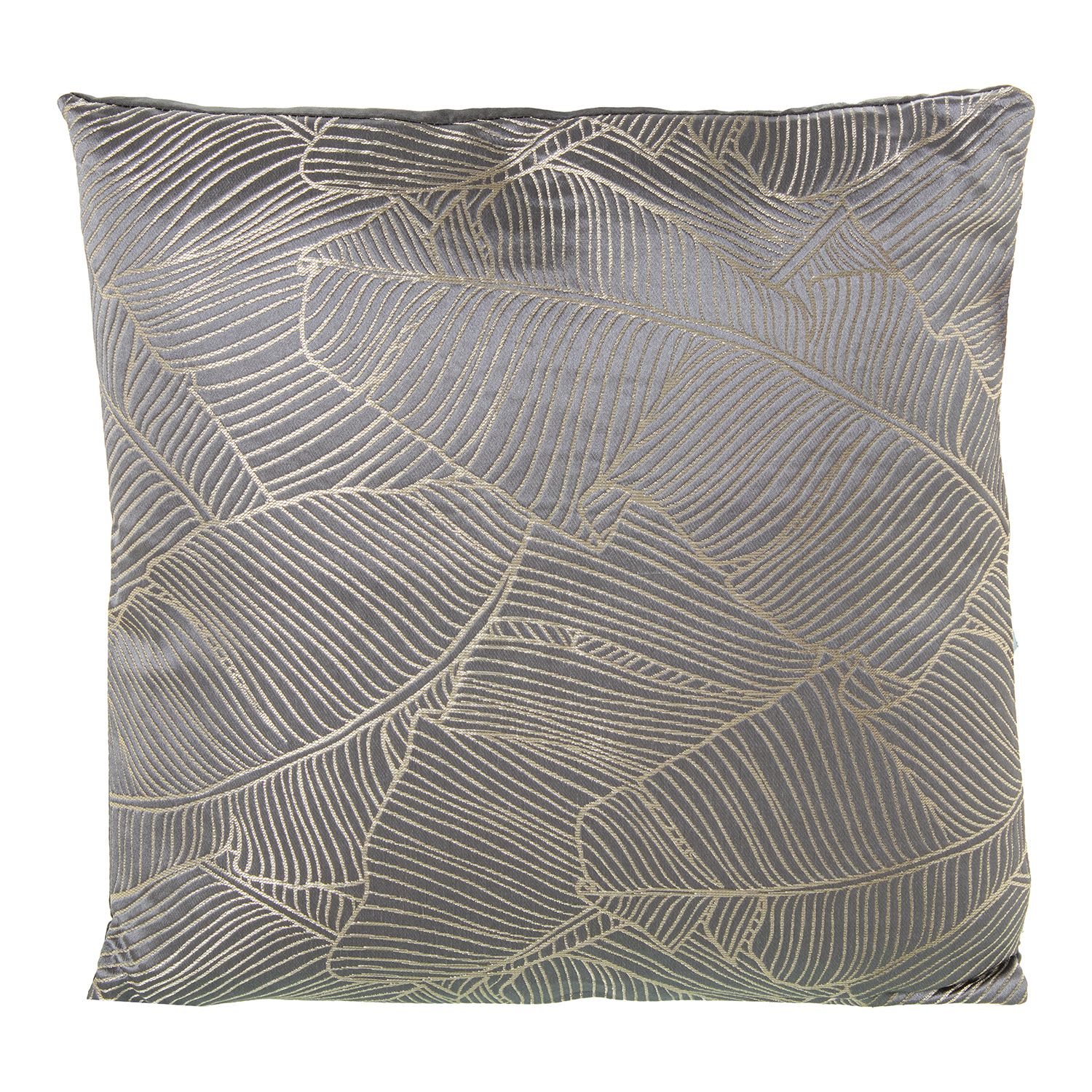 Cojin 22132 gris hojas beige con cremallera 43x43cm, 380gr, poli╔ster