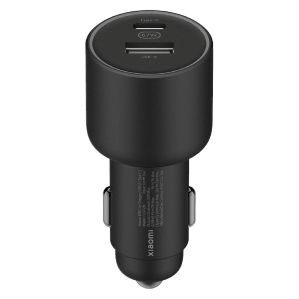 Xiaomi - Cargador coche 67 W con 2 puertos USB-C carga rápida para teléfonos Xiaomi y grabadoras de conducción, negro