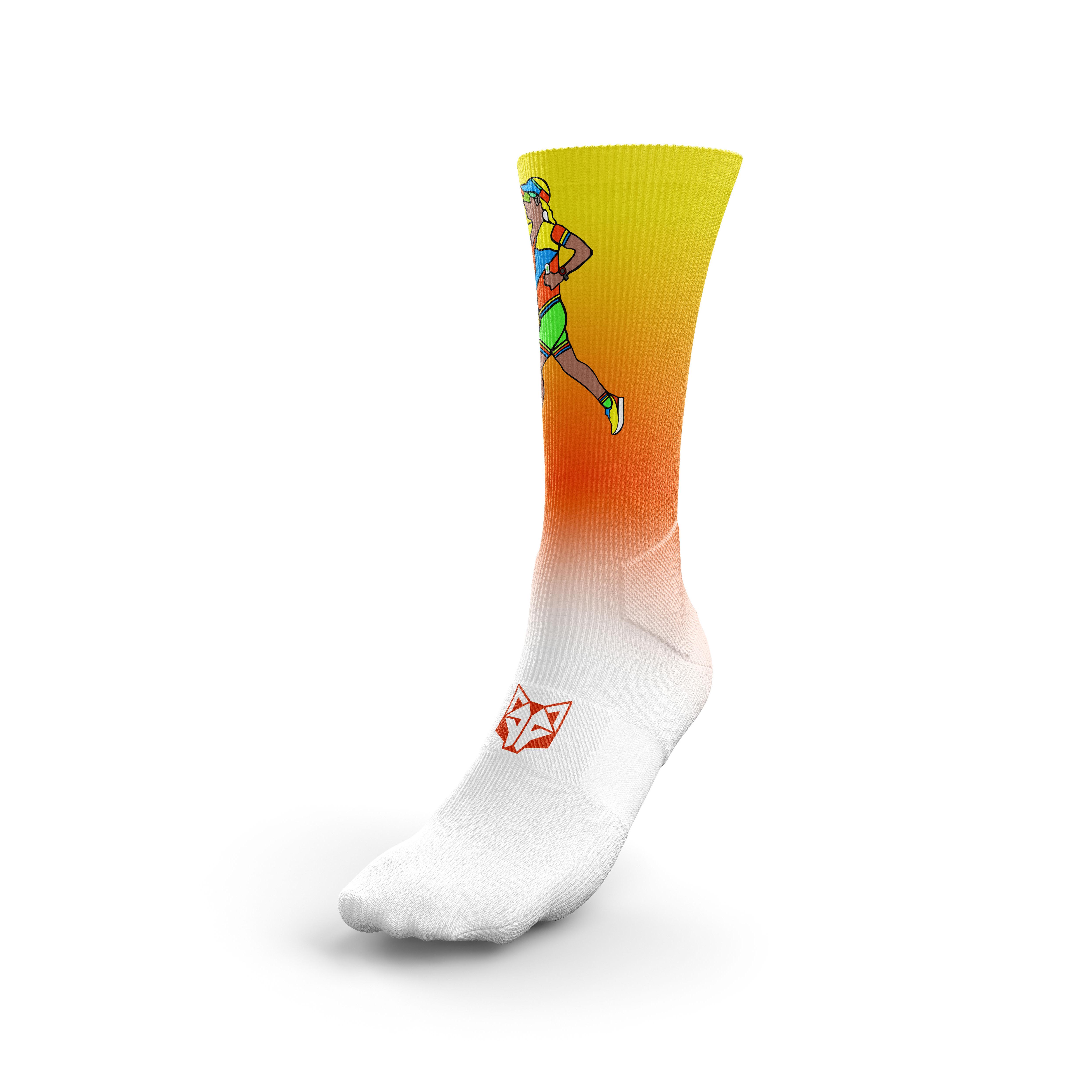 Calcetines Hombre Deportivos OTSO Ultra Ligeros, Transpirables y Sin Rozaduras – Running, Gym, Ciclismo... - (Time to tri Woman Run) y Muchos Diseños Originales Disponibles