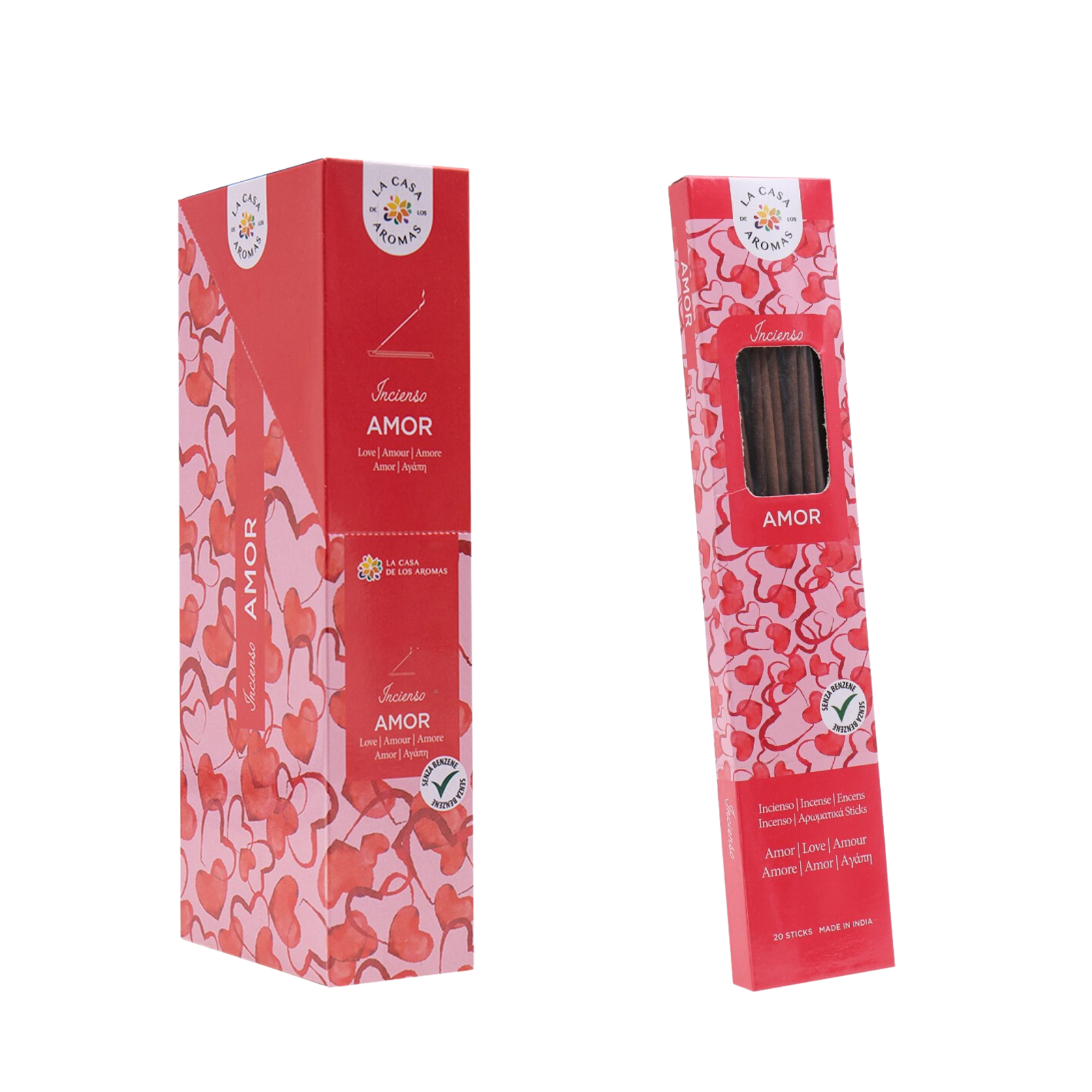 Incienso Amor - Aromas para Atraer el Amor y Crear Ambientes Mágicos - Ideal para Meditación y Terapia - Expositor 6 Uds