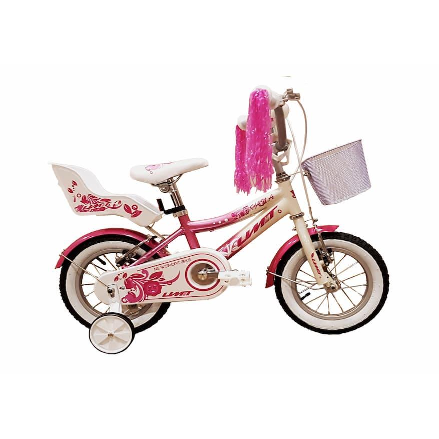 Umit umit diana 12" pink-white bicycle with basket (1271-35)