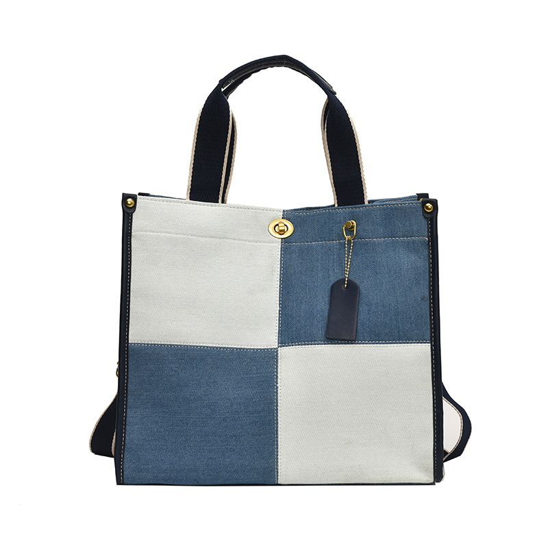 Bolso de lona, bolso de hombro de mezclilla de gran capacidad para mujer, bolso cruzado de estilo vintage, adecuado para el trabajo, los viajes, la escuela y el uso diario informal